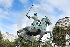 Jeanne D`arc. Joan of Arc monument. Paris France.