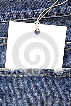 Jeans with blank white tag