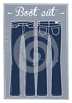 Jeans boot cut fit frond and back