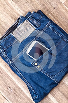 Jeans with cellphone