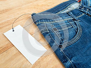 Jeans with deerskin label and price tag