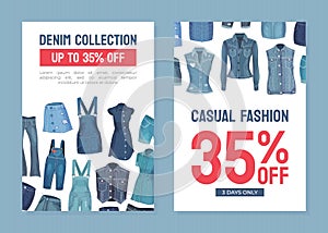 Jeans Denim Clothes Banner Design for Shop Vector Template