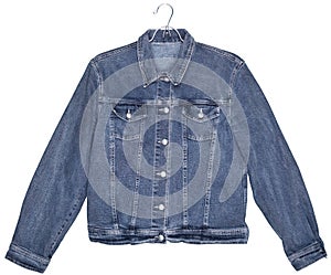 Denim jeans jacket isolated on white photo