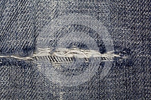 Jeans fabric with fissure