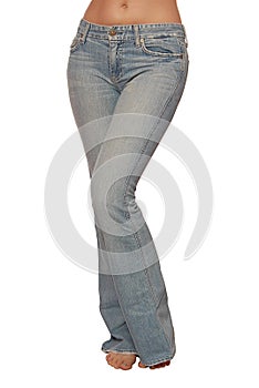 Jeans are on female slender figure