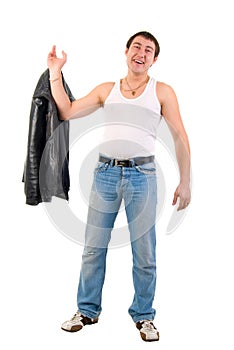 Jeans Macho Boy With Leather Jacket.