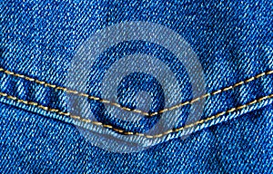 Jeans material with the stitched seam