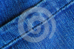 Jeans material with the stitched seam