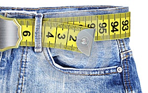 Jeans with meter belt slimming