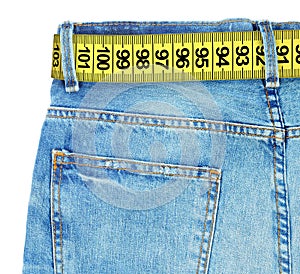 Jeans with meter belt slimming