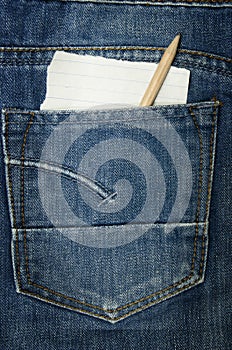 Jeans with a paper note