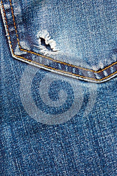 Jeans pocket with hole