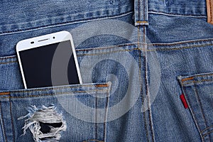 Jeans pocket with smartphone