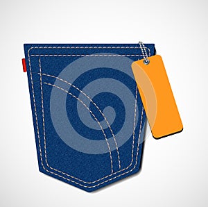 Jeans pocket with tag