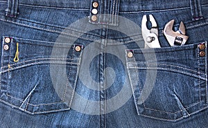 Jeans pocket with tools