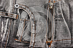 Jeans pockets and zipper