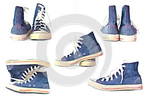 Jeans sneakers on white