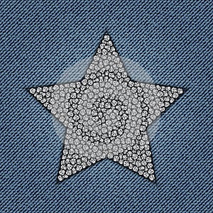 Jeans star with spangles