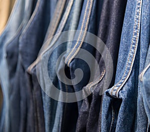 Jeans store: goods on the shelfs