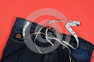 Jeans with tape measure