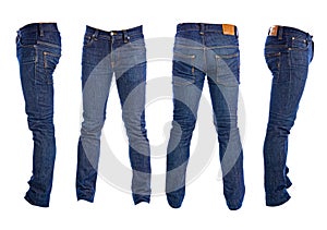 Jeans trousers on white background