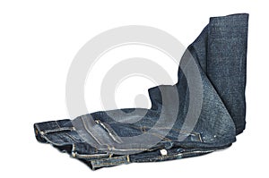 Jeans twisted in roll isolated