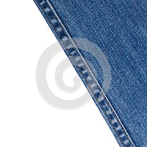 Jeans on white background with copy spcae. photo