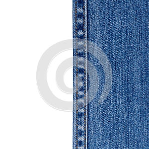 Jeans on white background with copy spcae.