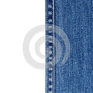 Jeans on white background with copy spcae. photo