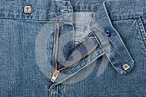 Jeans zipper closeup