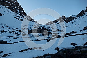 Jebel Toubkal winter ascent in high atlas mountains in morocco