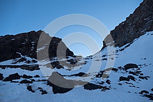 Jebel Toubkal winter ascent in high atlas mountains in morocco