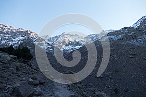 Jebel Toubkal winter ascent in high atlas mountains in morocco