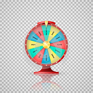 Jeckpot symbol of lucky lottery winner. Casino, wheel of fortune arrow point to jackpot. Vector illustration on transparent backgr