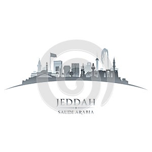 Jeddah Saudi Arabia city skyline silhouette white background photo