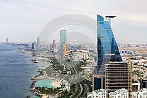 Jeddahcity , Saudi Arabia - cityescape - a beautiful view of jeddah beach, waterfront city photo