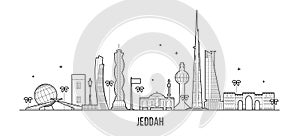 Jeddah skyline Saudi Arabia city vector linear art