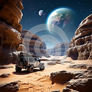 jeep on an alien planet