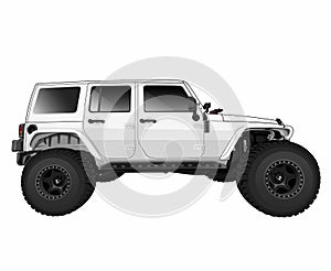 Jeep Car vector illustration White Rear view