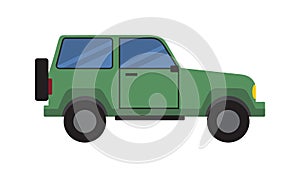 Jeep Green Sport Off-Road Car Side View Icon