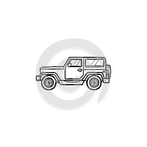 Jeep hand drawn outline doodle icon.