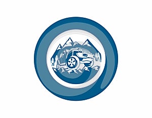 Jeep Mountain Offroad Emblem Illustration