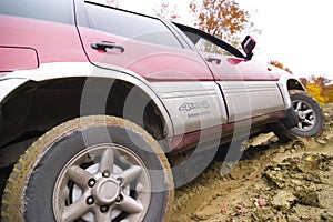 Jeep on mud road