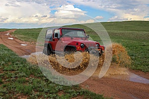 Jeep mudding 4x4 cheyenne wyoming lots of rain photo