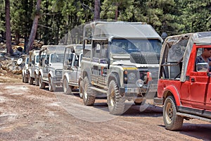 Jeep safari in the mountains on the road