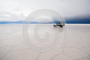 Jeep in the salt lake