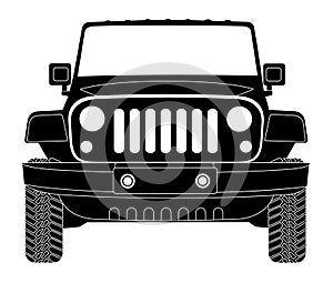 Jeep silhouette in front