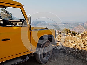 Jeep and view of Landscape in Turkey