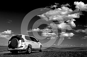 Jeep and white clouds