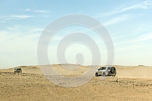 Jeeps traditional Safari Dune Bashing tourists Oman Ubar Desert Rub al Khali